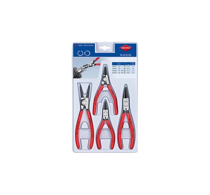 Набор щипцов прецизионных для стопорных колец KNIPEX 00 20 03 V02, (4шт)