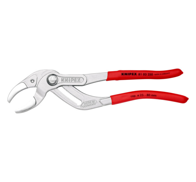 Клещи трубные сантехнические переставные, Ø80мм KNIPEX 81 03 250 SB, хромированные