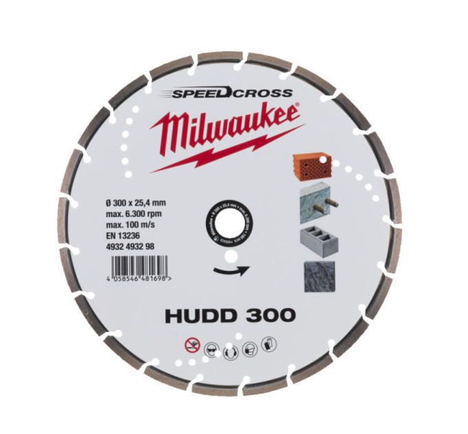 Диск алмазный Speedcross MILWAUKEE HUDD 300, Ø300мм (железобетон, гранит)
