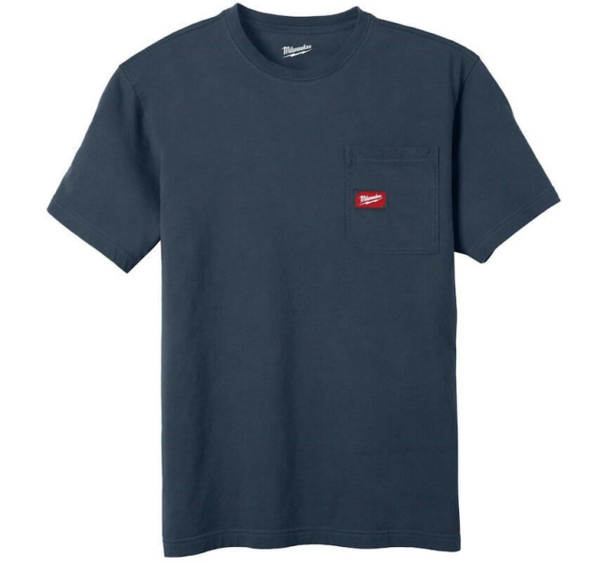 Футболка MILWAUKEE, WTSS з кишенею та коротким рукавом, синя, (розмір XXL)