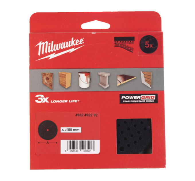 Подкладка защитная под сетки шлифовальные PG Mesh HL MILWAUKEE, Ø150мм (111 отверстий) (5шт)