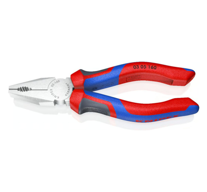 Пассатижи (плоскогубцы) комбинированные Ø10,0мм, 160мм KNIPEX 03 05 160, хромированные