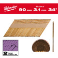 Гвозди оцинкованные с D-образной головкой MILWAUKEE, 3,1/34°/90мм (2200шт)