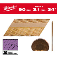 Гвозди оцинкованные с D-образной головкой MILWAUKEE, 3,1/34°/90мм (2200шт)