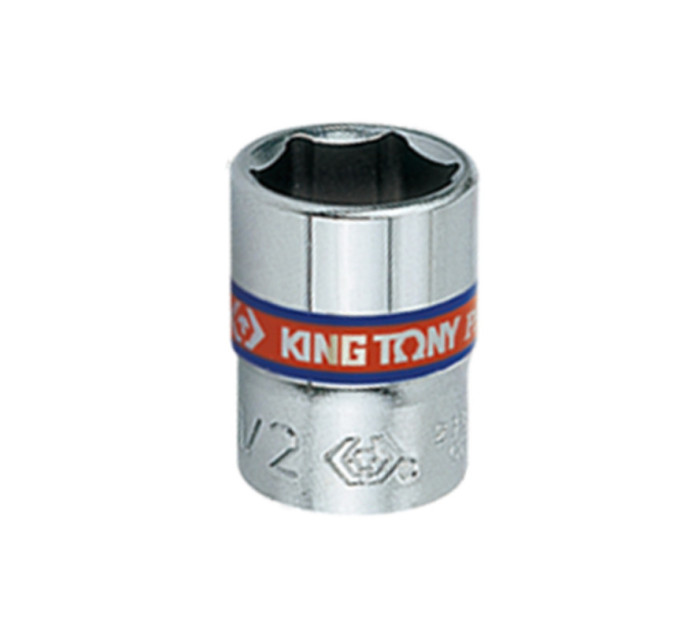 Головка торцевая хромированная 1/4" KING TONY, 3/8", (6 гранн.)