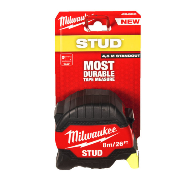 Рулетка магнитная STUD MILWAUKEE (Gen 3), 8м/26фт (33мм)