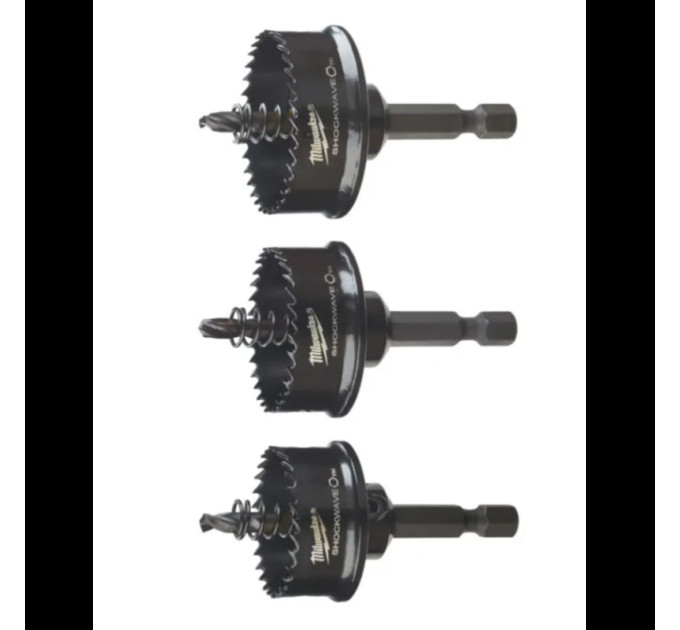 Набор коронок по металлу SHOCKWAVE MILWAUKEE (1/4'' Hex), Ø22/29/35мм (3шт)