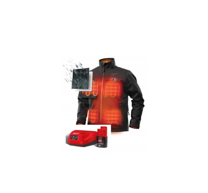 Куртка з підігрівом MILWAUKEE, M12 HJBL5-0(M), чорна (розмір M) (+зар.пр., 1 акум.Х 2Аг)