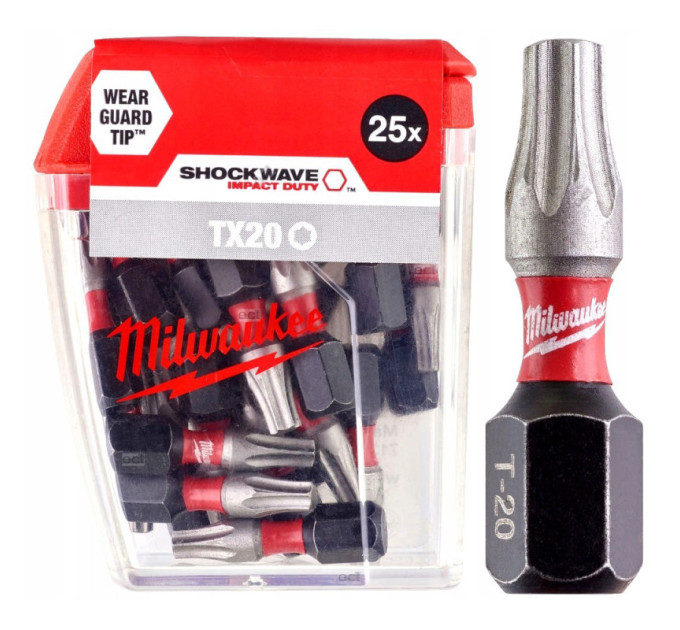 Бита SHOCKWAVE MILWAUKEE, TX20, 25мм, (25шт)