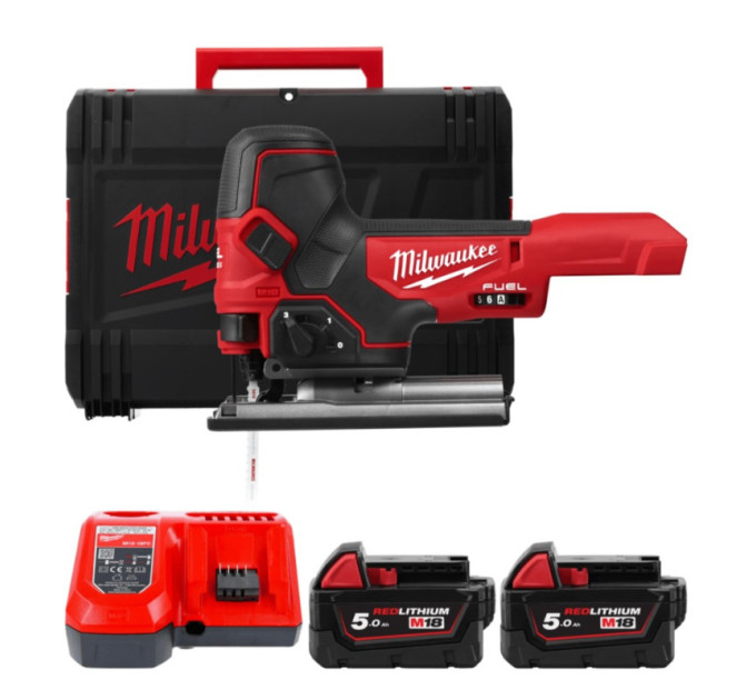 Пила лобзиковая аккумуляторная бесщёточная MILWAUKEE M18 FBJS-502X (ЗУ+2акк.Х5Ач+HDкейс)