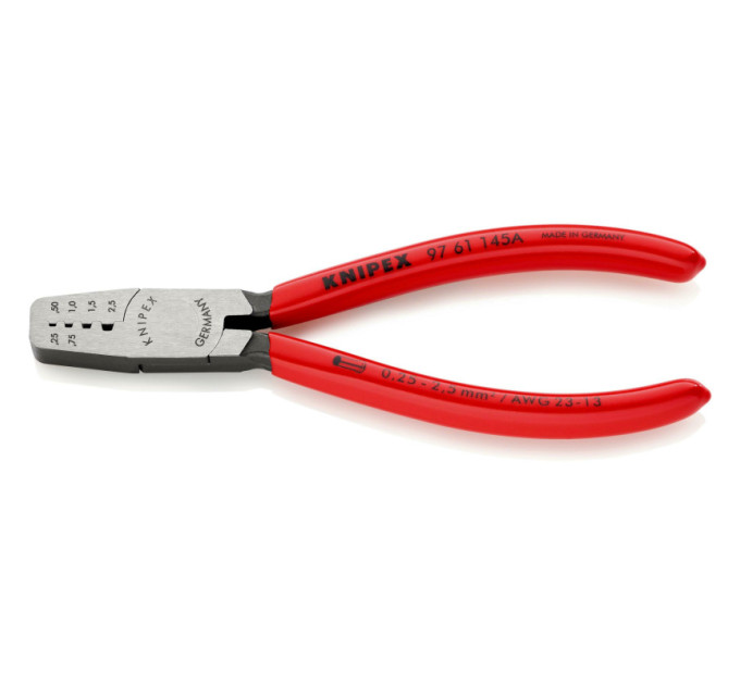 Инструмент для обжима контактных гильз 0,25-2,5мм², 145мм KNIPEX 97 61 145 А, фосфатированный