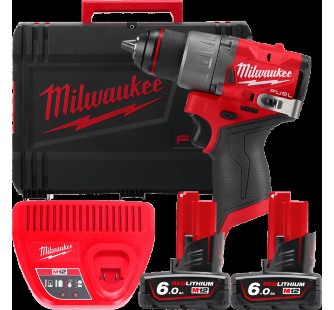Дрель-шуруповерт аккумуляторная бесщёточная MILWAUKEE M12 FDD2-602X (45 Нм) (ЗУ+2ак.Х6Ач+HDкейс)