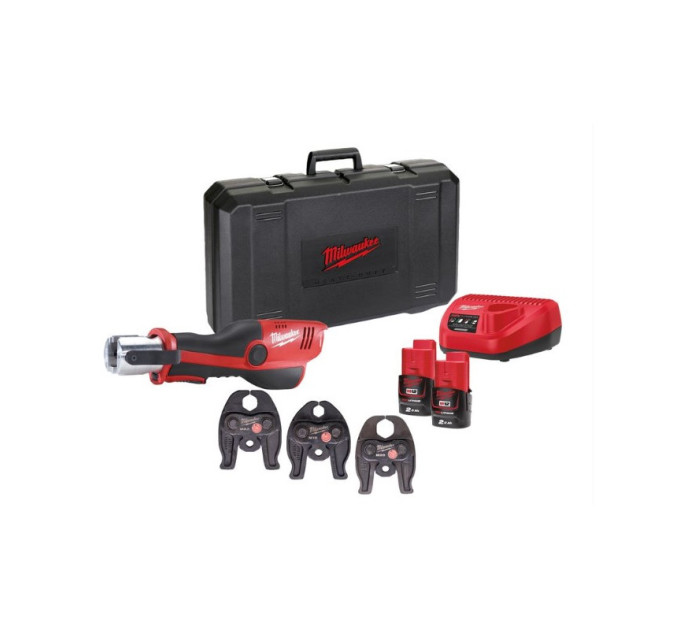 Обтискач гідравлічний акумуляторний для труб MILWAUKEE M12 HPT-202C Geberit Mapress Set (ЗП+2Х2Ач)
