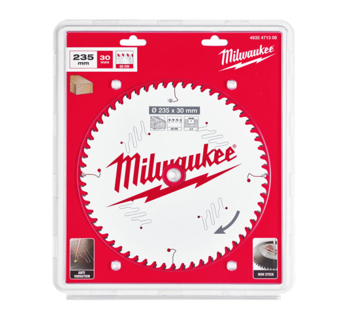Диск пильный по дереву PFTE MILWAUKEE, Ø235х20х2,4мм, 60 зуб.