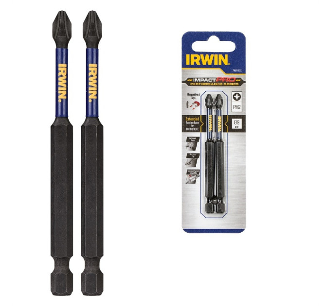 Бита IMPACT PRO 1/4"/89мм PH2 2шт, IRWIN