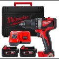 Дрель-шуруповёрт аккумуляторная бесщёточная MILWAUKEE M18 BLDD2-502X (82Нм) (ЗУ+2акк.Х5Ач+HDкейс)