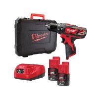Дриль-шуруповерт ударний акумуляторний MILWAUKEE M12 BPD-202C (30 Нм) (ЗУ+1ак.Х2Ач+кейс)