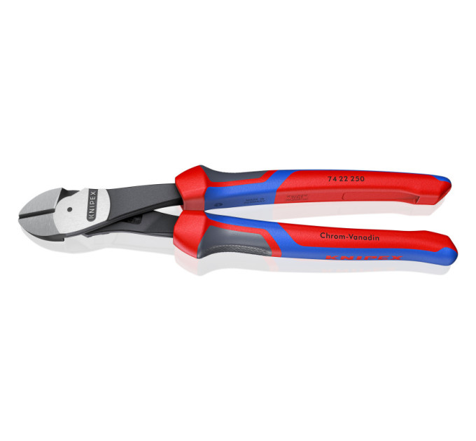 Кусачки боковые (бокорезы) особой мощности, 12°, Ø4,6мм, 250мм KNIPEX 74 22 250, фосфатированные