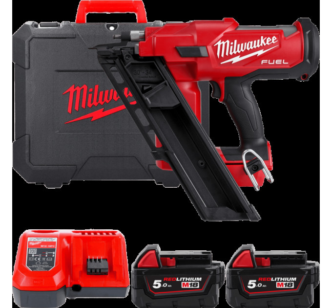 Пистолет гвоздезабивной аккумуляторный бесщёточный MILWAUKEE M18 FFNS-502C (50-90мм)(ЗУ+2Х5Ач+кейс)