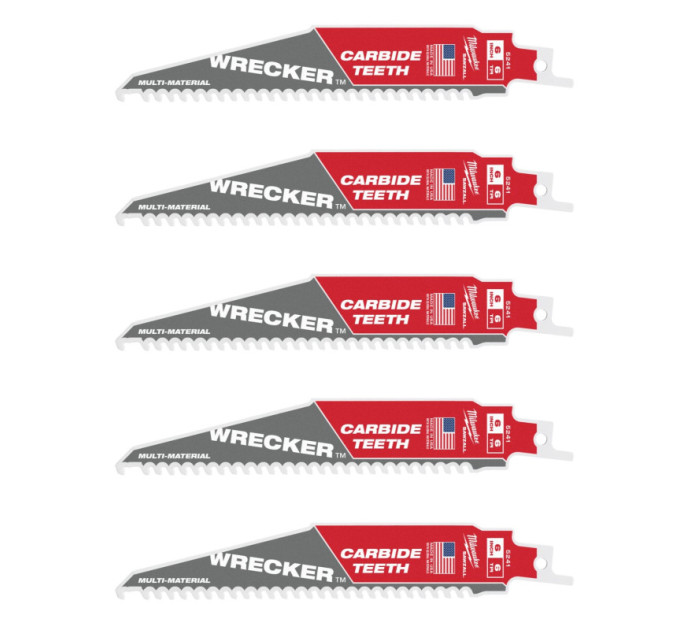 Полотно для сабельных пил WRECKER CARBIDE MILWAUKEE, 150х4,2мм, (5шт), (мультиматериал)