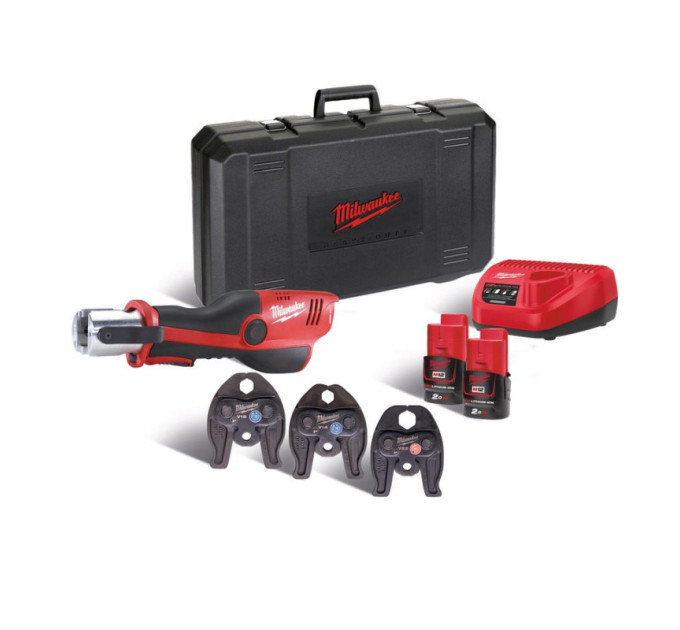 Обтискач гідравлічний акумуляторний для труб MILWAUKEE M12 HPT-202C (ЗУ+2Х2Ач+кейс)