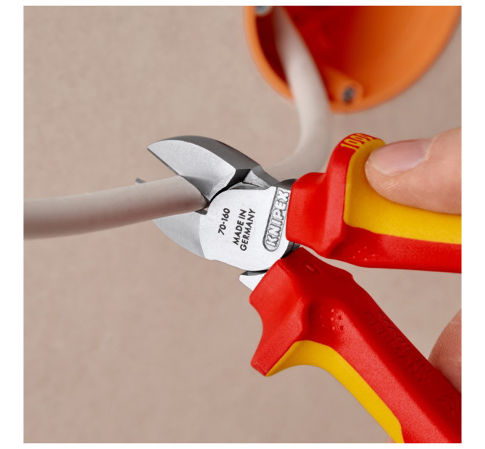 Кусачки боковые (бокорезы), Ø4,0мм, 160мм VDE KNIPEX 70 06 160 T BK, с страховкой, хромированные