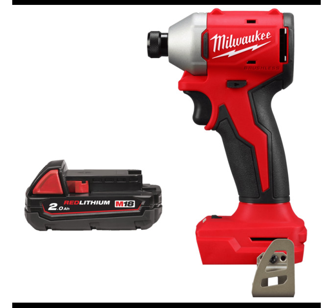 Шуруповерт ударный аккумуляторный бесщёточный MILWAUKEE (190Нм) M18 BLIDRC-0 (каркас) + M18 B2