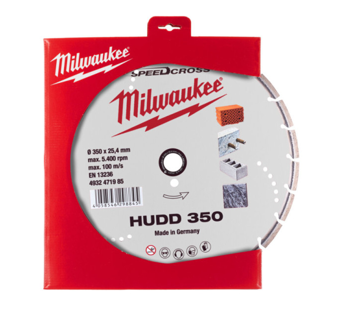 Диск алмазный Speedcross MILWAUKEE HUDD 350, Ø350мм (железобетон, гранит)