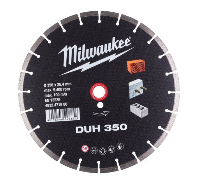 Диск алмазный MILWAUKEE DUH 350, Ø350мм (железобетон, кирпич)