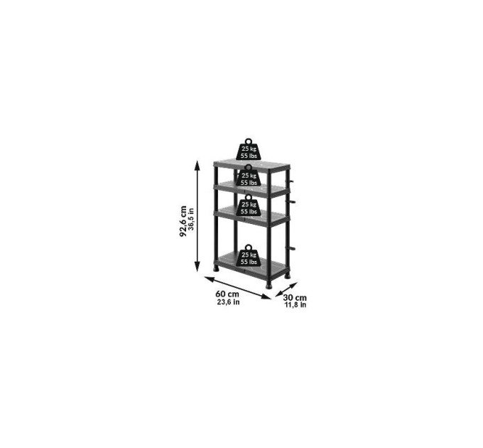 Система стеллажей QBRICK SYSTEM REGULAR Mix 60/30см, 4 полки, 100кг (5901238263272)
