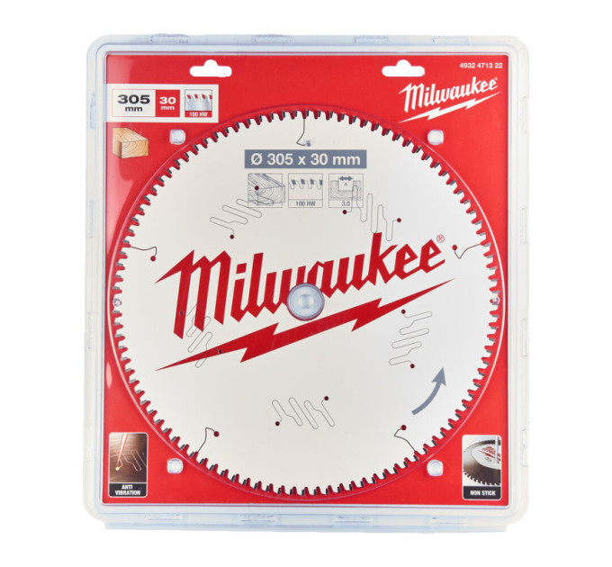 Диск пильный по дереву для торцевых пил PFTE MILWAUKEE, Ø305х30х3,0мм, 100 зуб.