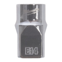 Головка торцевая хромированная TORX Е-стандарт ⅜″ MILWAUKEE, E14 Головка торцевая хромированная TORX Е-стандарт ⅜″ MILWAUKEE, E14