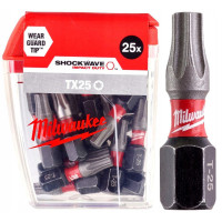 Бита SHOCKWAVE MILWAUKEE, TX25, 25мм, (25шт)