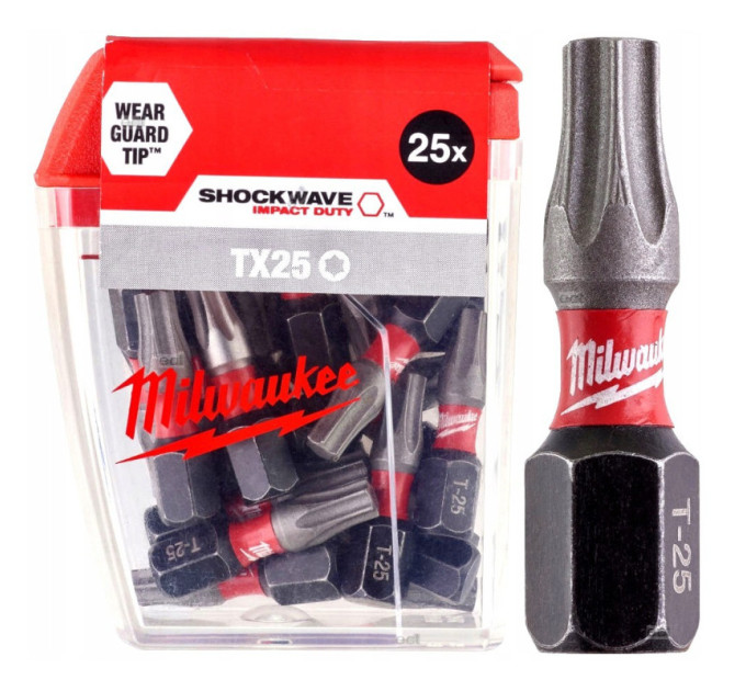 Бита SHOCKWAVE MILWAUKEE, TX25, 25мм, (25шт)