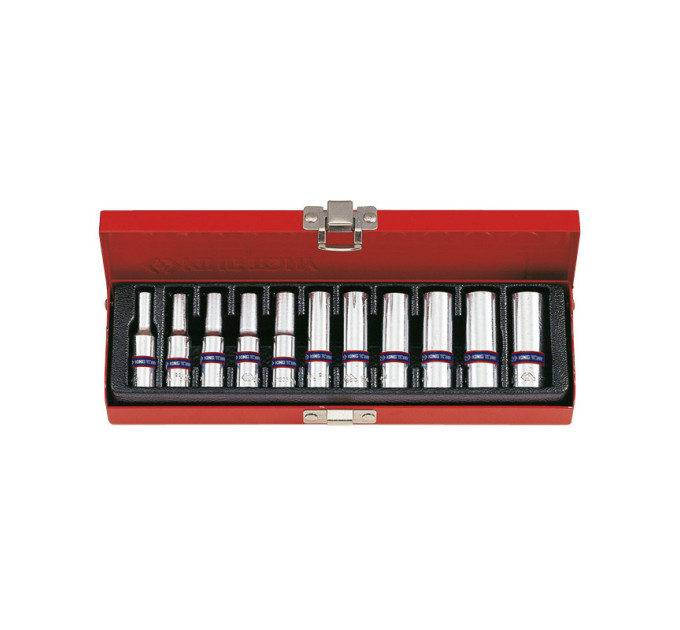Набор головок 1/4" 11 ед. 6-ти гранные, длинные (4-13mm)