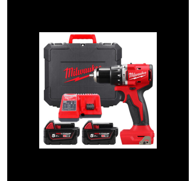 Дриль-шуруповерт акумуляторна безщіткова ударна MILWAUKEE M18 BLPDRC-502C (60Нм) (ЗУ+2Х5Ач+кейс)
