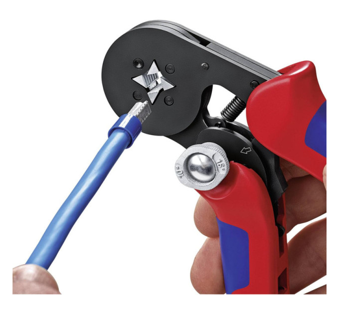 Самонастраивающийся инструмент для опрессовки контактных гильз Knipex, 0,08 - 10 + 16 мм² 97 53 04
