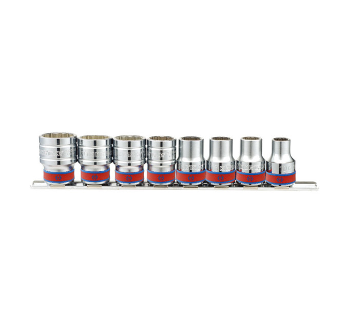 Набор головок 1/2" 8 ед. 12-ти гранные,короткие, дюймовые. на планке