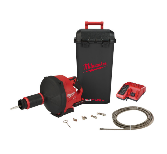Машина прочистная аккумуляторная MILWAUKEE M18 FDCPF10-201C трос 10мм (ЗУ+1акк.Х2Ач+ведро)