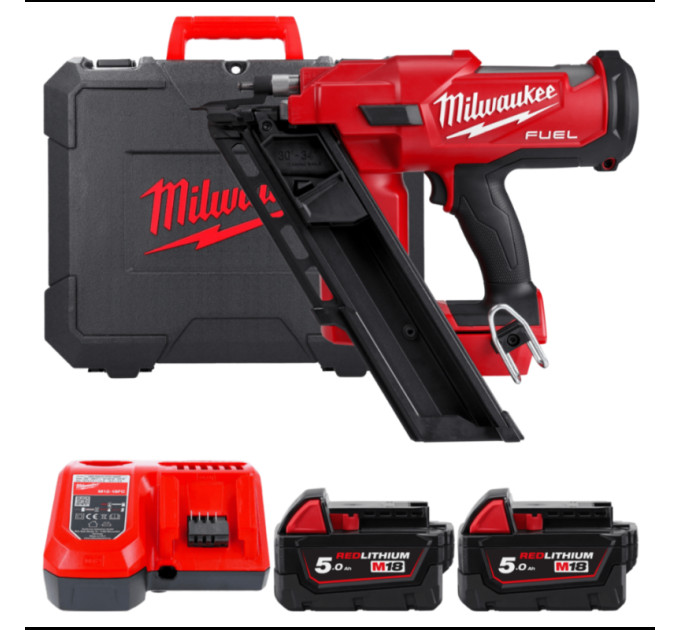 Пистолет гвоздезабивной аккумуляторный бесщёточный MILWAUKEE M18 FFN-502C (50-90мм)(ЗУ+2акХ5Ач+кейс)