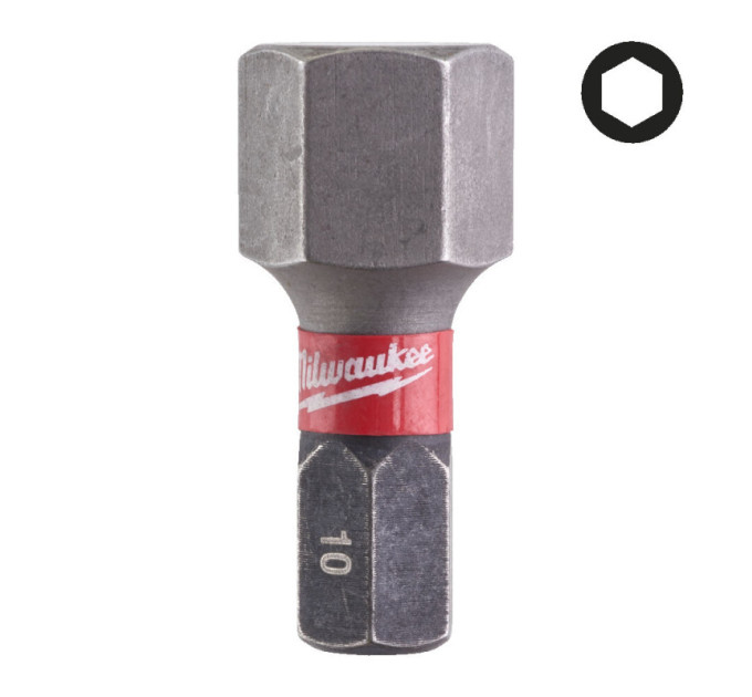 Бита SHOCKWAVE MILWAUKEE, Hex10,0, 25мм, (2шт)