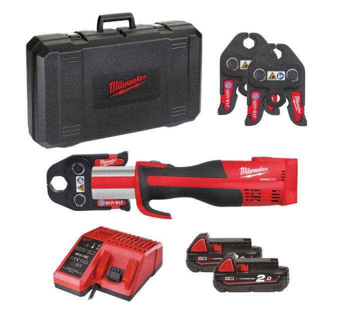 Обтискач гідравлічний акумуляторний для труб MILWAUKEE M18 BLHPT-202C (ЗУ+2Х2Ач+кейс)