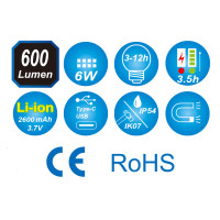 Фонарь светодиодный 6W COB LED & 1W SMD LED