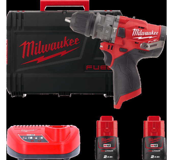 Дриль-шуруповерт акумуляторна безщіткова ударна MILWAUKEE M12 FPDX-202X (37Нм) (ЗУ+2акХ2Ач+кейс)