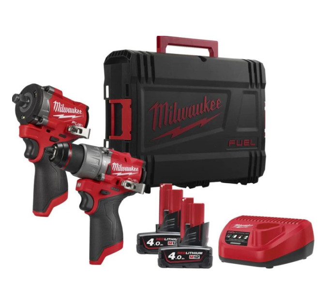 Набор из 2х инструментов аккумуляторных бесщеточных MILWAUKEE M12 FPP2X2-402X (ЗУ+2акк.Х4Ач+кейс)