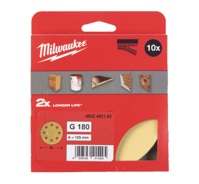 Шліфувальне коло HP MILWAUKEE Ø125/8 HL, зерно 180, (10шт)