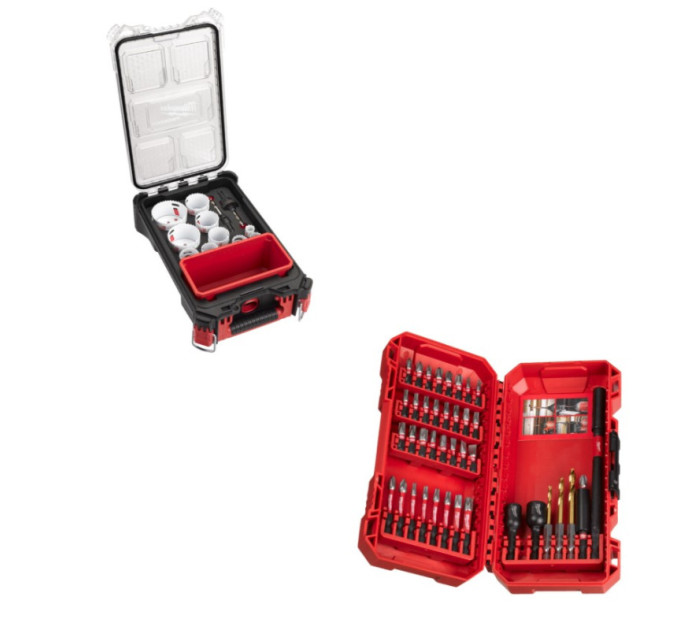 Набор коронок Milwaukee 10 предметов в PACKOUT + набор сверл SHOCKWAVE 40 предметов