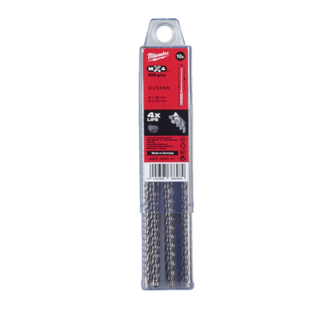 Бур SDS-PLUS MX4 MILWAUKEE, Ø5,5х165х100мм, (10шт)