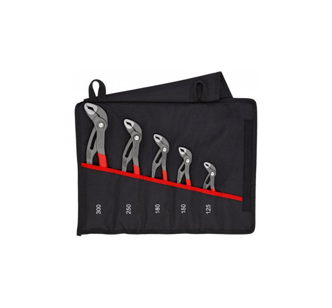 Набор клещей сантехнических переставных Cobra KNIPEX 00 19 55 S5 (5шт)(125/150/180/250/300мм) фосфат