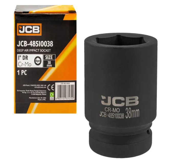 Головка торцева ударна глибока 1" 38 мм (6-гр.) JCB Tools JCB-48510038